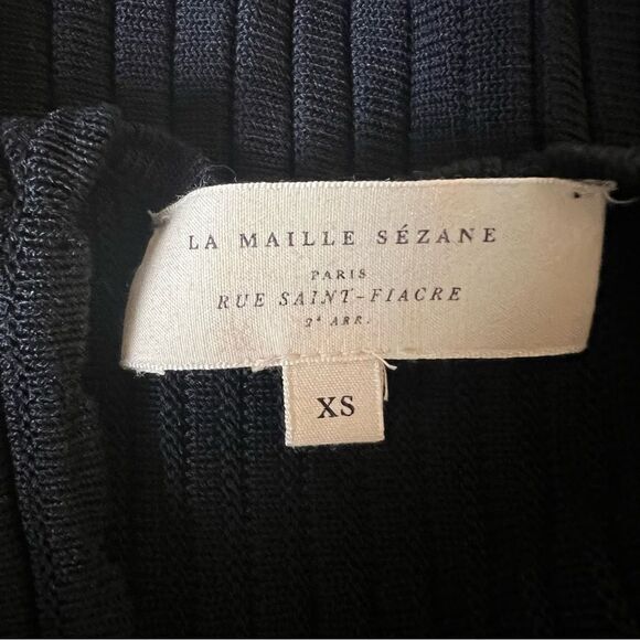 Sezane Ernestine Blouse Tops Black Bow Oversized Size XS - Picture 7 of 9